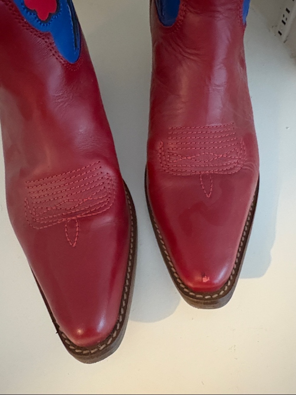 Women's Red, Blue & White Floral Cowboy Boots - Picture 5 of 5